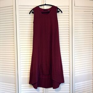 H by Halston Wine Red Striped High-Low Maxi Dress Size Small S Petite